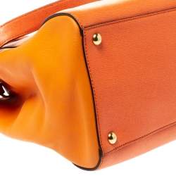 Pre Owned Fendi Orange Leather Medium 2Jours Tote