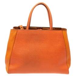 Pre Owned Fendi Orange Leather Medium 2Jours Tote