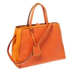 Pre Owned Fendi Orange Leather Medium 2Jours Tote