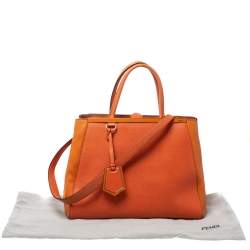 Pre Owned Fendi Orange Leather Medium 2Jours Tote