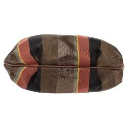 Pre Owned Fendi Multicolor Striped Canvas Chef Chain Hobo