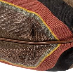 Pre Owned Fendi Multicolor Striped Canvas Chef Chain Hobo