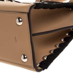 Pre Owned Fendi Beige/Black Whipstitch Leather Mini 3Jours Tote