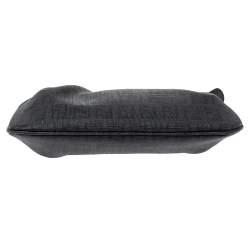 Pre Owned Fendi Black Zucchino Coated Canvas Baguette Chain Bag