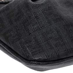 Pre Owned Fendi Black Zucchino Coated Canvas Baguette Chain Bag