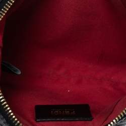 Pre Owned Fendi Black Zucchino Coated Canvas Baguette Chain Bag