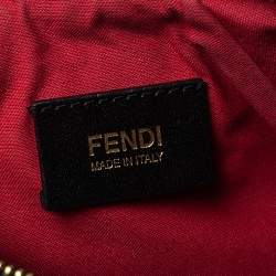 Pre Owned Fendi Black Zucchino Coated Canvas Baguette Chain Bag