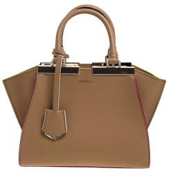 Pre Owned Fendi Beige Leather Mini 3Jours Tote