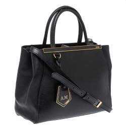 Pre Owned Fendi Black Leather Mini 2jours Tote