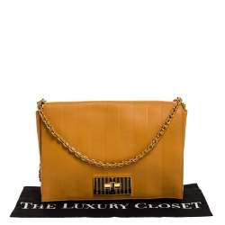 Pre Owned Fendi Murstard Leather Large Claudia Shoulder Bag