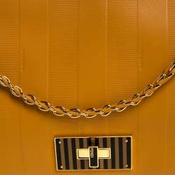 Pre Owned Fendi Murstard Leather Large Claudia Shoulder Bag
