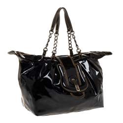 Pre Owned Fendi Black Patent Leather B Bis Satchel