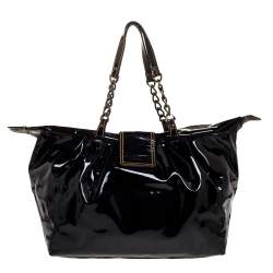 Pre Owned Fendi Black Patent Leather B Bis Satchel