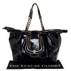Pre Owned Fendi Black Patent Leather B Bis Satchel