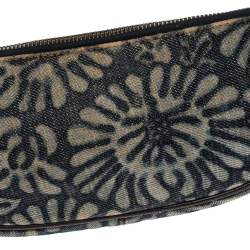 Pre Owned Fendi Navy Blue Embossed Denim Baguette Bag