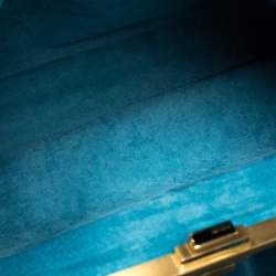 Pre Owned Fendi Aqua Blue Ostrich Large Peekaboo Top Handle Bag