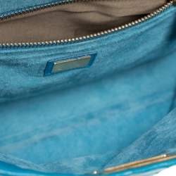 Pre Owned Fendi Aqua Blue Ostrich Large Peekaboo Top Handle Bag