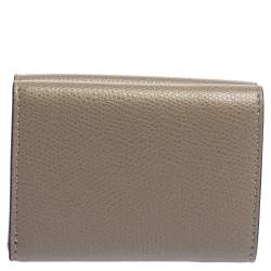 Pre Owned Fendi Beige Leather Micro Trifold Compact Wallet