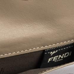 Pre Owned Fendi Beige Leather Micro Trifold Compact Wallet