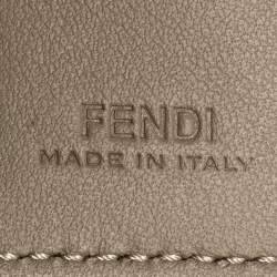 Pre Owned Fendi Beige Leather Micro Trifold Compact Wallet