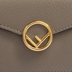 Pre Owned Fendi Beige Leather Micro Trifold Compact Wallet