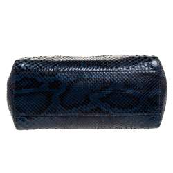 Pre Owned Fendi Blue Python Mini Peekaboo Top Handle Bag