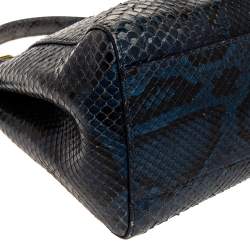 Pre Owned Fendi Blue Python Mini Peekaboo Top Handle Bag