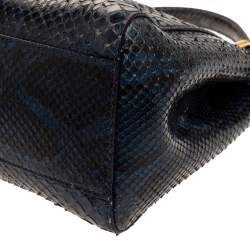 Pre Owned Fendi Blue Python Mini Peekaboo Top Handle Bag