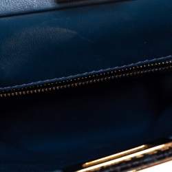 Pre Owned Fendi Blue Python Mini Peekaboo Top Handle Bag