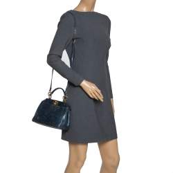 Pre Owned Fendi Blue Python Mini Peekaboo Top Handle Bag