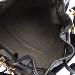 Pre Owned Fendi Brown/Black Zucca Leather Mini Mon Tresor Drawstring Bucket Bag