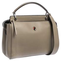 Pre Owned Fendi Bleeker Beige Leather Dotcom Top Handle Bag