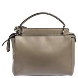 Pre Owned Fendi Bleeker Beige Leather Dotcom Top Handle Bag