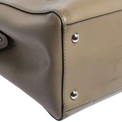 Pre Owned Fendi Bleeker Beige Leather Dotcom Top Handle Bag