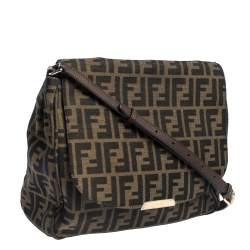 Pre Owned Fendi Tobacco Zucca Canvas and Leather Crossbody Bag