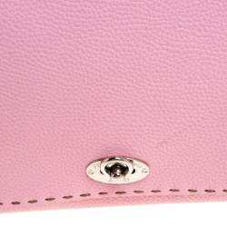 Pre Owned Fendi Pink Leather Selleria Flap Clutch