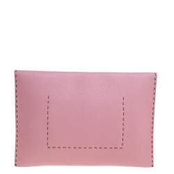 Pre Owned Fendi Pink Leather Selleria Flap Clutch