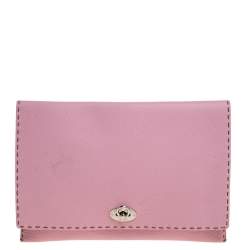 Fendi Pink Leather Selleria Flap Clutch