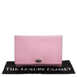 Pre Owned Fendi Pink Leather Selleria Flap Clutch