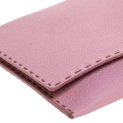 Pre Owned Fendi Pink Leather Selleria Flap Clutch