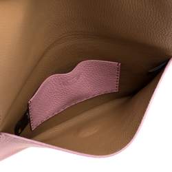 Pre Owned Fendi Pink Leather Selleria Flap Clutch
