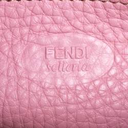Pre Owned Fendi Pink Leather Selleria Flap Clutch