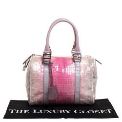 Pre Owned Fendi Pink Ombre Sequins and Fabric Small Forever Bauletto Boston Bag