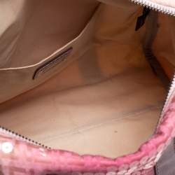 Pre Owned Fendi Pink Ombre Sequins and Fabric Small Forever Bauletto Boston Bag