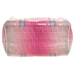 Pre Owned Fendi Pink Ombre Sequins and Fabric Small Forever Bauletto Boston Bag