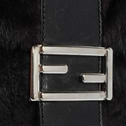 Pre Owned Fendi Black Shearling and Leather Mama Baguette Bag
