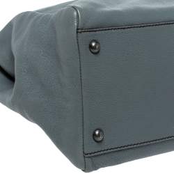 Pre Owned Fendi Grey Leather Large Peekaboo Top Handle Bag