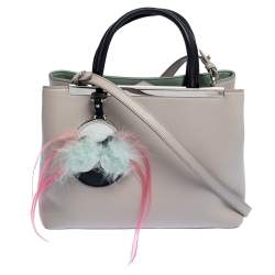 Pre Owned Fendi Nude/Black Leather Mini Mirror Monster 2Jours Tote