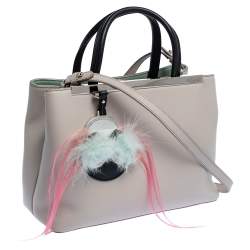 Pre Owned Fendi Nude/Black Leather Mini Mirror Monster 2Jours Tote