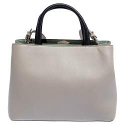 Pre Owned Fendi Nude/Black Leather Mini Mirror Monster 2Jours Tote